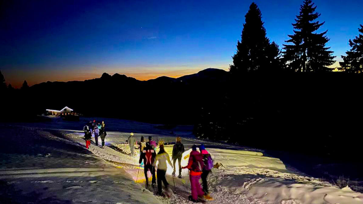 ciaspolata notturna sull'Alpe Cimbra capodanno